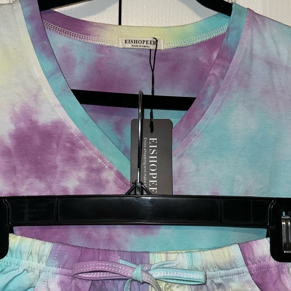 Tie-Dye Short Pajama Set - Pastel Blue & Purple - Unbranded - Picture 2 of 16